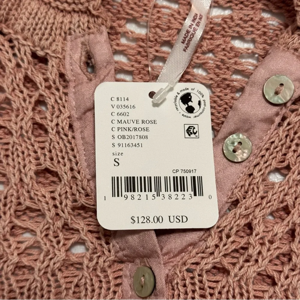 Free People Pointelle Pullover in Mauve Rose